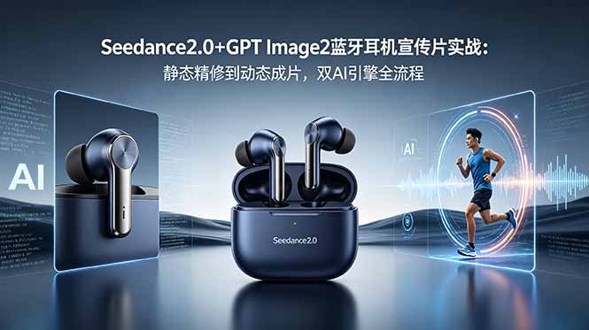 Seedance2.0+GPT Image2蓝牙耳机宣传片实战：静态精修到动态成片，双AI引擎全流程-大伟资源网