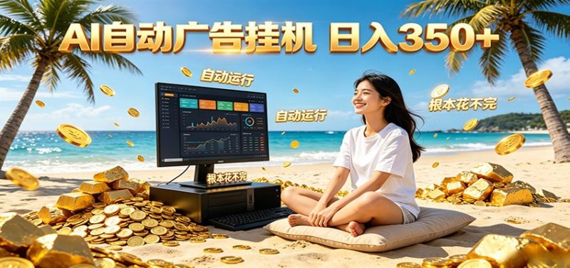 AI自动广告挂机 日入350+ 真正做到躺赚式变现，根本花不完！-大伟资源网