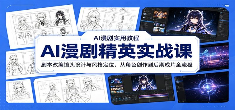 AI漫剧精英实战课:剧本改编镜头设计与风格定位,从角色创作到后期成片全流程-大伟资源网