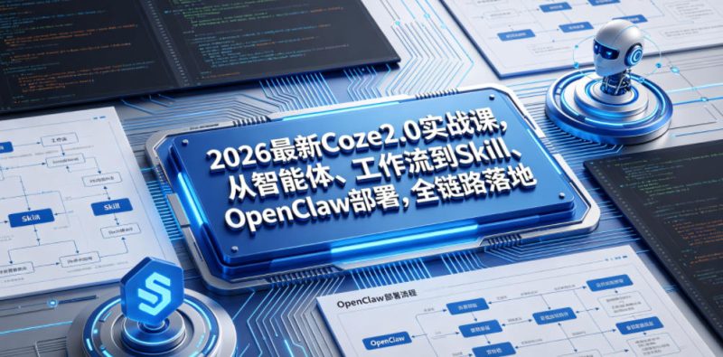 2026最新Coze2.0实战课,从智能体、工作流到Skill、OpenClaw部署,全链路落地-大伟资源网