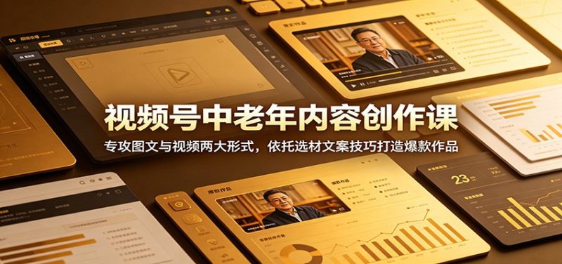 视频号中老年内容创作课：专攻图文与视频两大形式，依托选材文案技巧打造爆款作品-大伟资源网