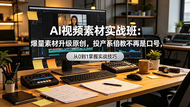 AI视频素材实战班：爆量素材升级原创，投产翻倍不再是口号，0-1系统教学实战落地-大伟资源网