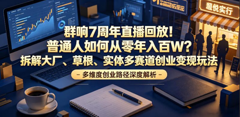 群响7周年直播回放!普通人如何从零年入百W?拆解大厂、草根、实体多赛道创业变现玩法-大伟资源网