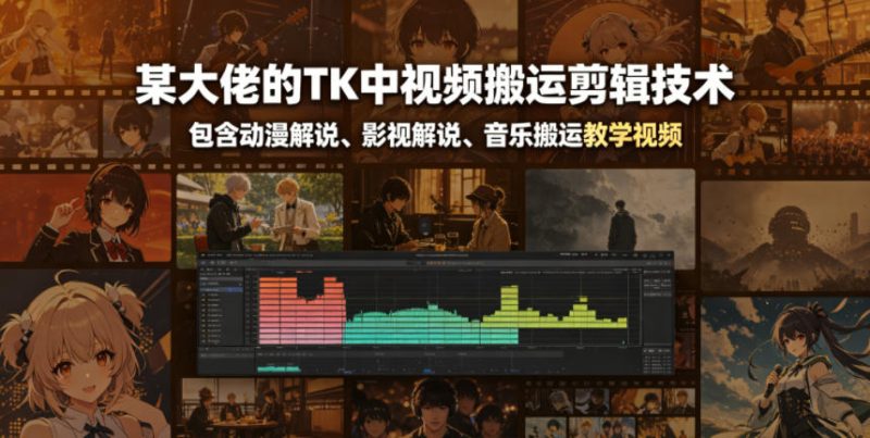 某大佬的TK中视频搬运剪辑技术，包含动漫解说、影视解说、音乐搬运教学视频-大伟资源网