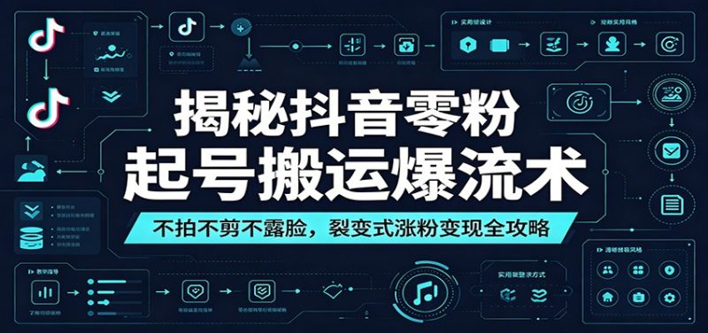 揭秘抖音零粉起号搬运爆流术：不拍不剪不露脸，裂变式涨粉变现全攻略-大伟资源网
