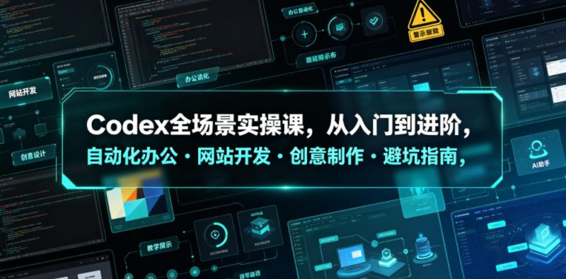 Codex全场景实操课，从入门到进阶，自动化办公・网站开发・创意制作・避坑指南，全流程教学-大伟资源网