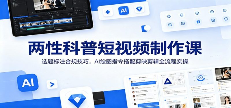 两性科普短视频制作课：选题标注合规技巧，AI绘图指令搭配剪映剪辑全流程实操-大伟资源网