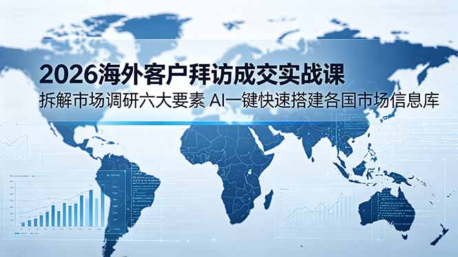 2026海外客户拜访成交实战课：拆解市场调研六大要素，AI一键快速搭建各国市场信息库-大伟资源网