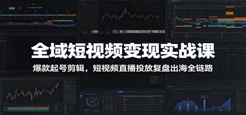 全域短视频变现实战课：爆款起号剪辑，短视频直播投放复盘出海全链路-大伟资源网