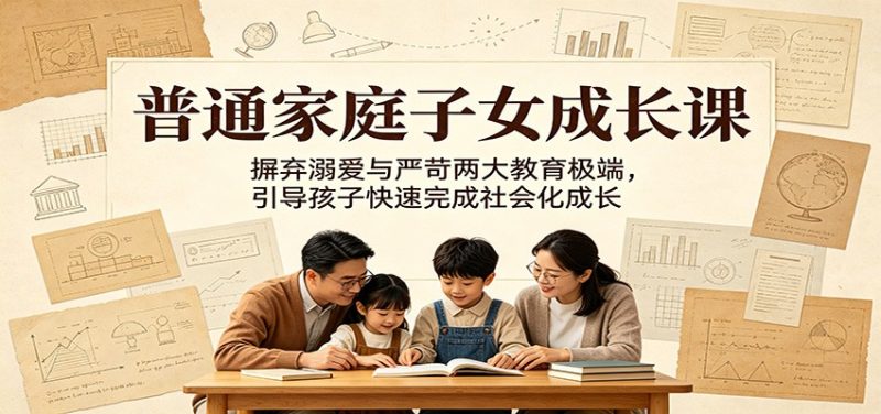 普通家庭子女成长课：摒弃溺爱与严苛两大教育极端，引导孩子快速完成社会化成长-大伟资源网