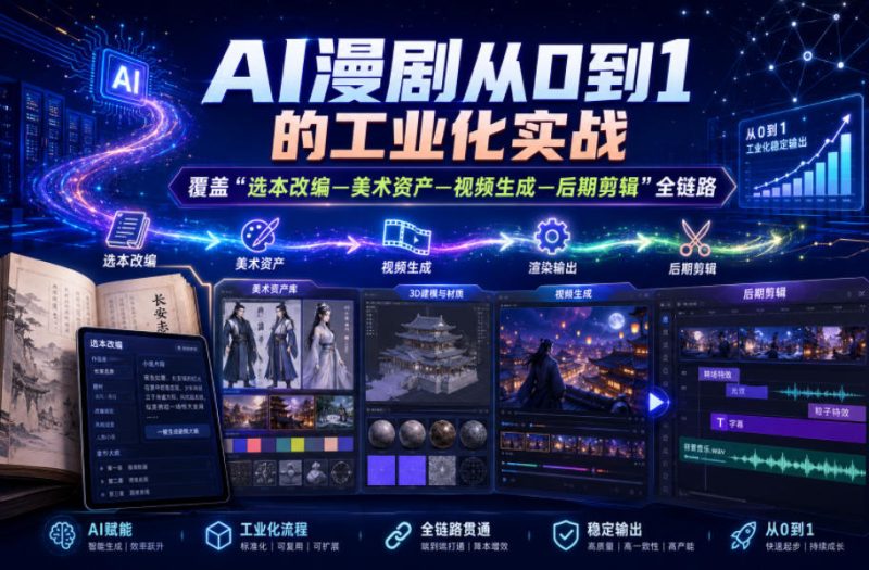 AI漫剧从0到1的工业化实战，覆盖“选本改编—美术资产—视频生成—后期剪辑”全链路(更新6月)-大伟资源网