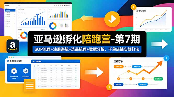亚马逊孵化陪跑营-第7期：SOP流程+注册避坑+选品梳理+数据分析，千单店铺实战打法(更新0625-大伟资源网