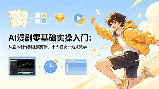 AI漫剧零基础实操入门：从剧本创作到视频剪辑，十大模块一站式教学-大伟资源网