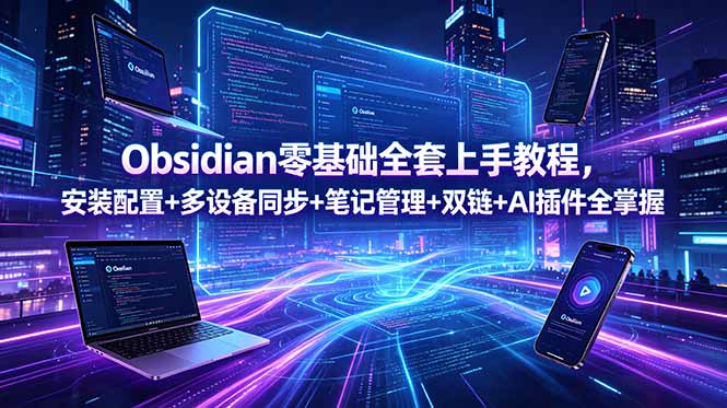 Obsidian零基础全套上手教程，安装配置+多设备同步+笔记管理+双链+AI插件全掌握-大伟资源网