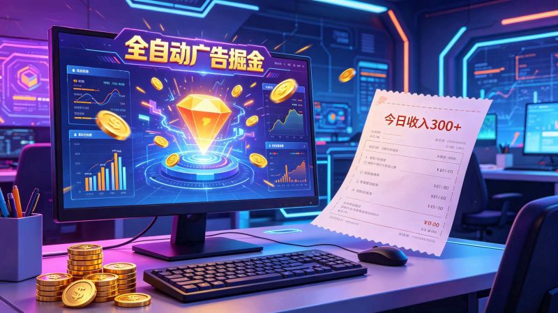 全自动广告掘金，日入300+。全程Ai自动化运行，解放双手，时间自由。收益稳定-大伟资源网