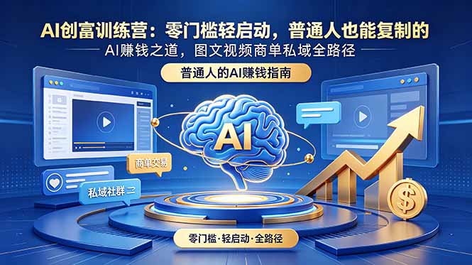 AI创富训练营：零门槛轻启动，普通人也能复制的AI赚钱之道，图文视频商单私域全路径-大伟资源网