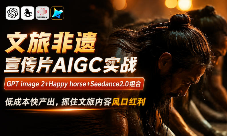 文旅非遗宣传片AIGC实战，GPT image 2+Happy horse+Seedance2.0组合，低成本快产出，抓住文旅内容风口红利-大伟资源网