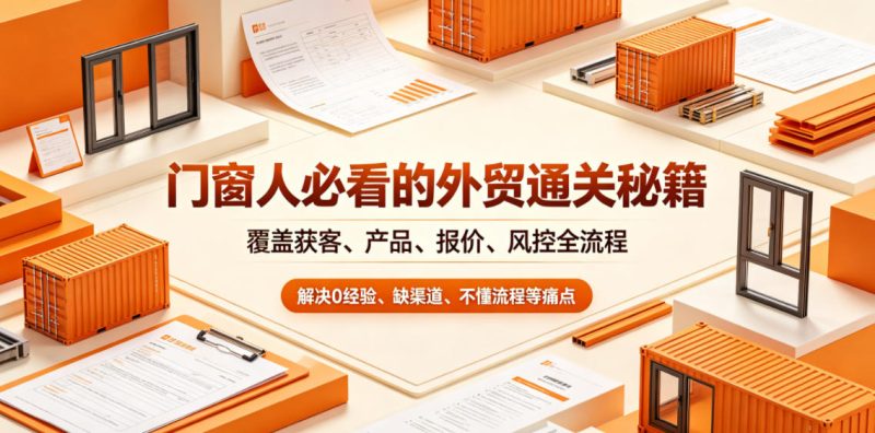 门窗人必看的外贸通关秘籍，块覆盖获客、产品、报价、风控全流程，解决0经验、缺渠道、不懂流程等痛点-大伟资源网