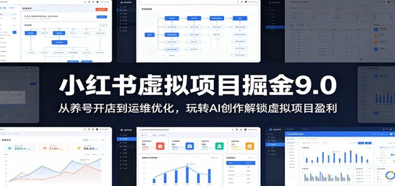 小红书虚拟项目掘金9.0 ：从养号开店到运维优化，玩转AI创作解锁虚拟项目盈利-大伟资源网
