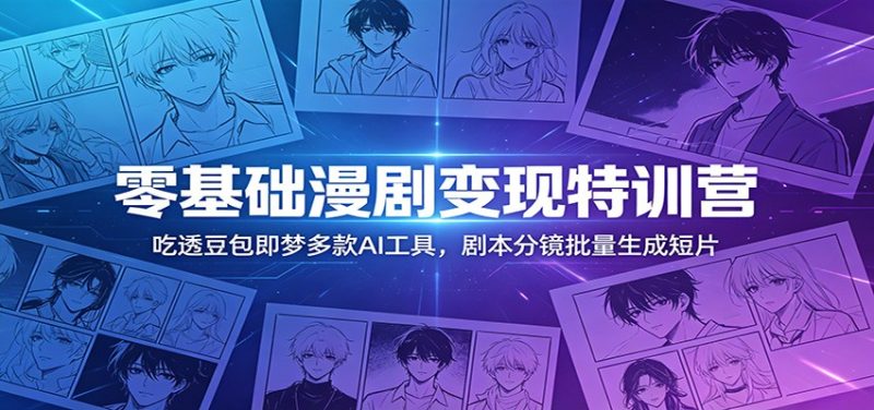 零基础漫剧变现特训营：玩转豆包即梦多款AI工具，剧本分镜批量生成短片-大伟资源网