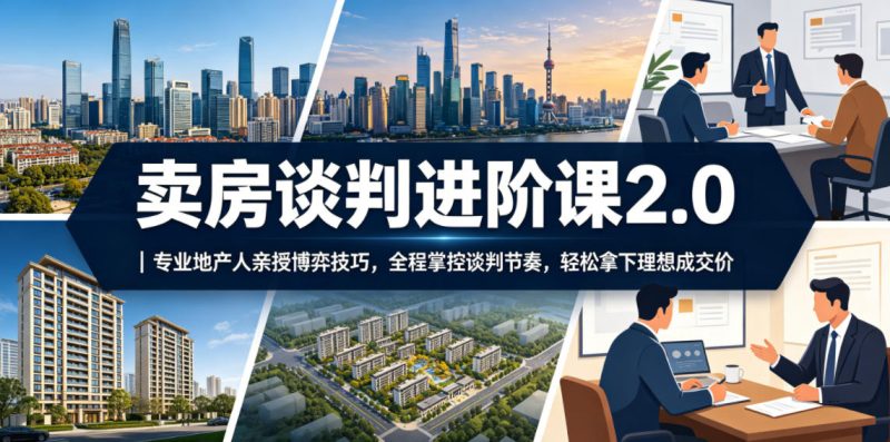 卖房谈判进阶课2.0｜专业地产人亲授博弈技巧，全程掌控谈判节奏，轻松拿下理想成交价-大伟资源网
