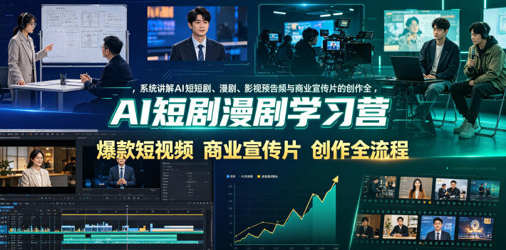 AI短剧漫剧学习营，系统讲解AI短剧、漫剧、影视预告片、爆款短视频与商业宣传片的创作全流程-大伟资源网