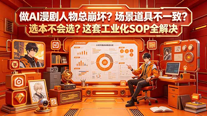 做AI漫剧人物总崩坏？场景道具不一致？选本不会选？这套工业化SOP全解决 (更新-大伟资源网