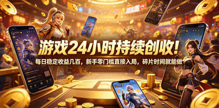 游戏24小时持续创收！每日稳定收益几百，新手零门槛直接入局，碎片时间就能做【揭秘】-大伟资源网