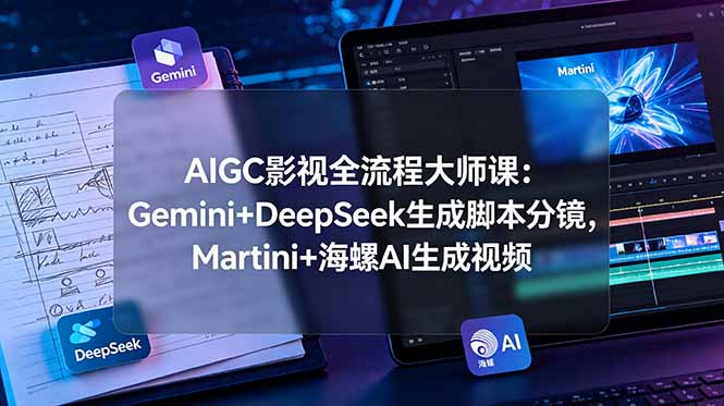 AIGC影视全流程大师课：Gemini+DeepSeek生成脚本分镜，Martini+海螺AI生成视频-大伟资源网