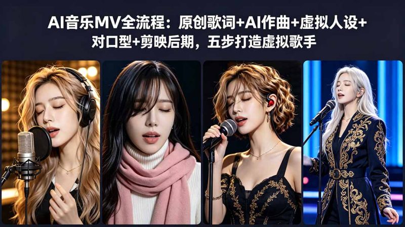 AI音乐MV全流程：原创歌词+AI作曲+虚拟人设+对口型+剪映后期，五步打造虚拟歌手-大伟资源网