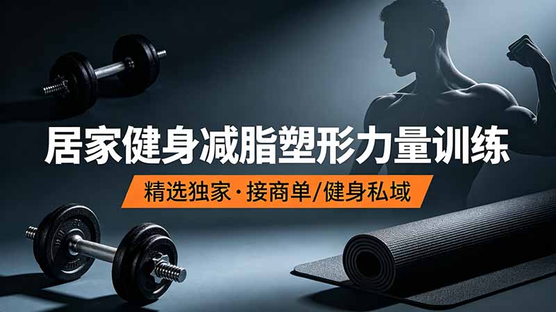 抖音健身热门短视频教学：居家健身减脂塑形力量训练，精选独家，接商单或者健身私域-大伟资源网
