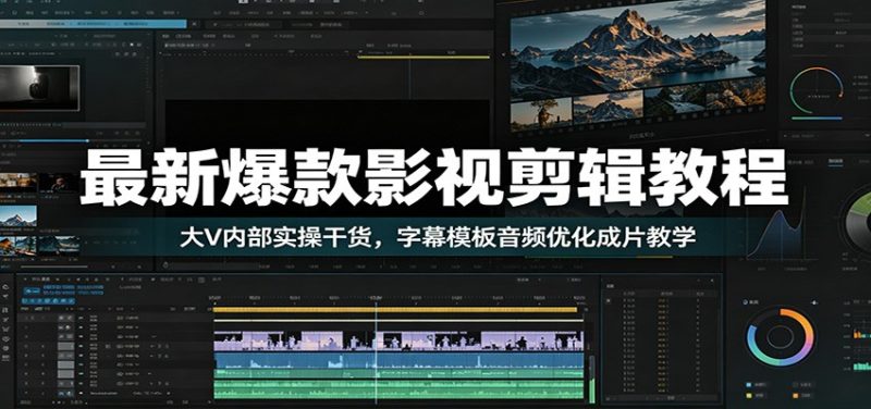 最新爆款影视剪辑教程：大V内部实操干货，字幕模板音频优化成片教学-大伟资源网