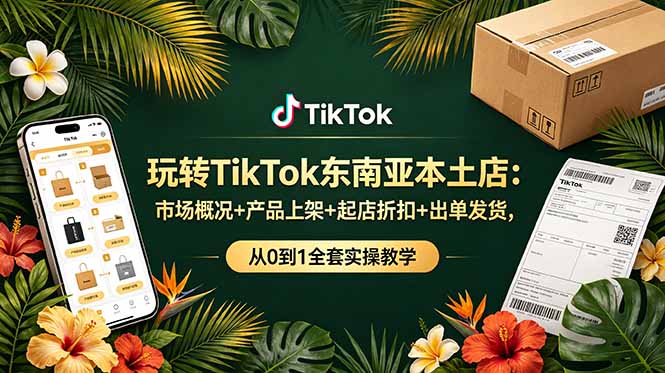 玩转TikTok东南亚本土店：市场概况+产品上架+起店折扣+出单发货，从0到1全套实操教学-大伟资源网