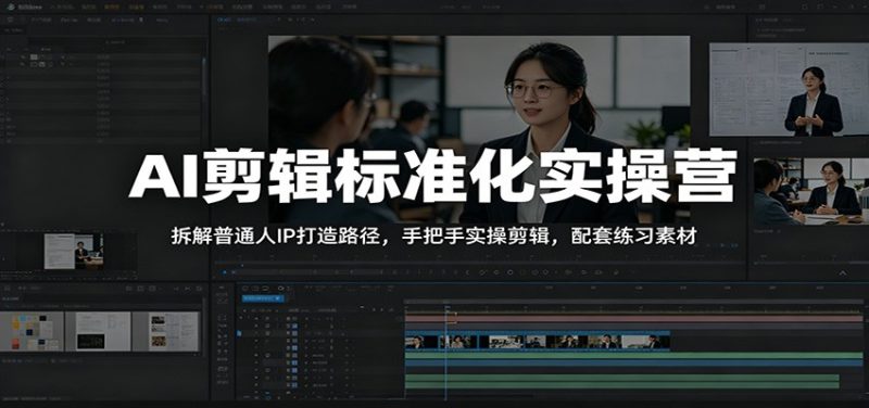 AI剪辑标准化实操营：拆解普通人IP打造路径，手把手实操剪辑，配套练习素材-大伟资源网