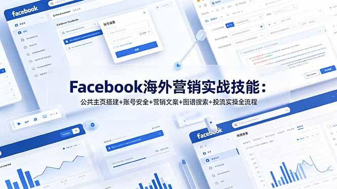 Facebook海外营销实战技能：公共主页搭建+账号安全+营销文案+图谱搜索+投流实操全流程-大伟资源网