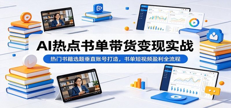 AI热点书单带货变现实战：热门书籍选题垂直账号打造，书单短视频盈利全流程-大伟资源网