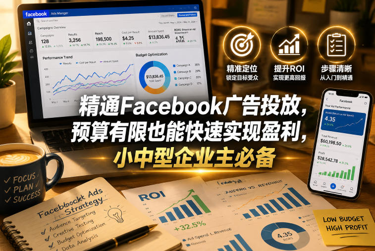 精通Facebook广告投放，预算有限也能快速实现盈利，小中型企业主必备【原创双语字幕】-大伟资源网