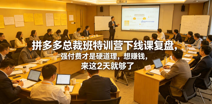 拼多多总裁班特训营下线课复盘，强付费才是硬道理，想賺钱，来这2天就够了-大伟资源网