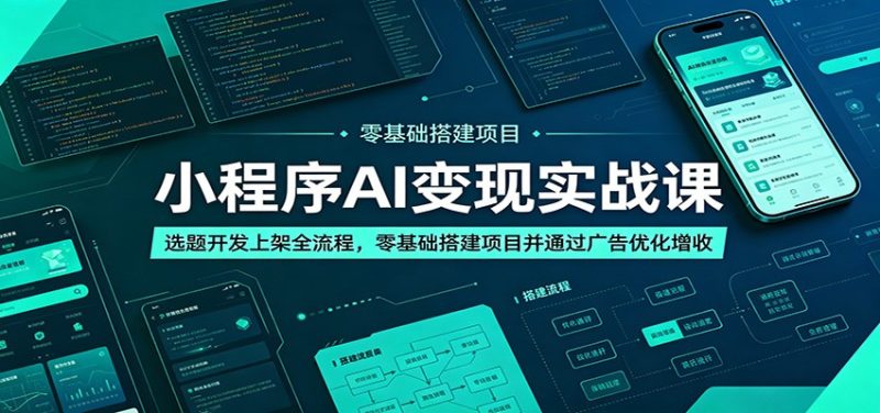 小程序AI变现实战课：选题开发上架全流程，零基础搭建项目并通过广告优化增收-大伟资源网