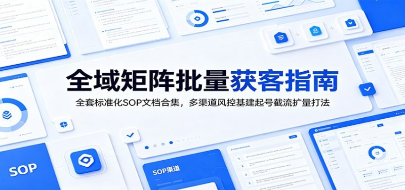 全域矩阵批量获客指南：全套标准化SOP文档合集，多渠道风控基建起号截流扩量打法-大伟资源网
