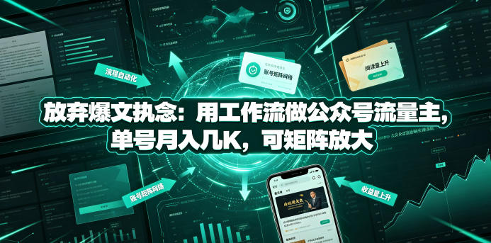 放弃爆文执念：用工作流做公众号流量主，单号月入几K，可矩阵放大-大伟资源网