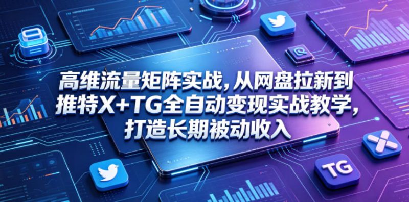 高维流量矩阵实战，从网盘拉新到推特X+TG全自动变现实战教学，打造长期被动收入-大伟资源网