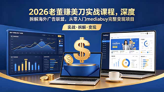 2026老董赚美刀实战课程，深度拆解海外广告联盟，从零入门mediabuy完整变现项目-大伟资源网