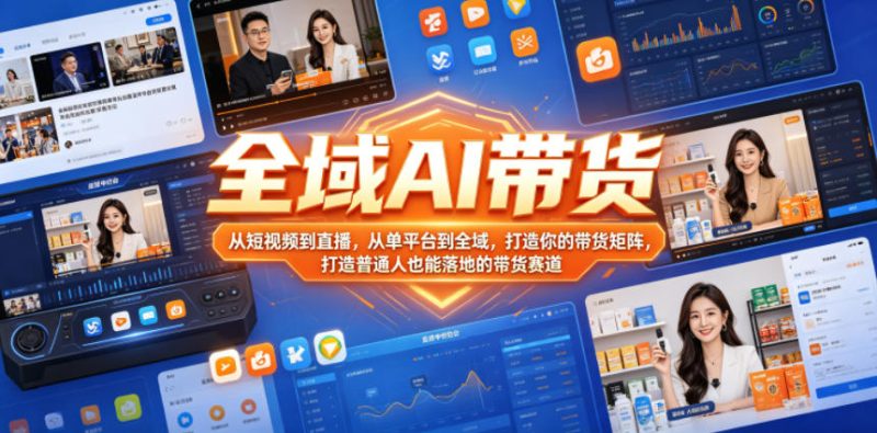 全域AI带货，从短视频到直播，从单平台到全域，打造你的带货矩阵，打造普通人也能落地的带货赛道(0610更新)-大伟资源网