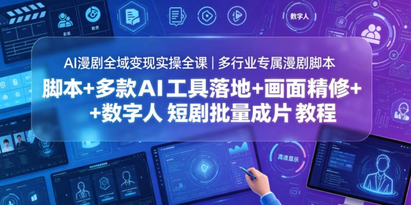 AI漫剧全域变现实操全课｜多行业专属漫剧脚本+多款AI工具落地+画面精修+数字人短剧批量成片全教程-大伟资源网