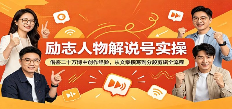 励志人物解说号实操：借鉴二十万博主创作经验，从文案撰写到分段剪辑全流程-大伟资源网