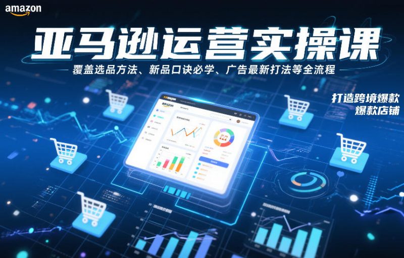 亚马逊运营实操课，覆盖选品方法、新品口诀必学、广告最新打法等全流程，打造跨境爆款店铺(更新6月)-大伟资源网