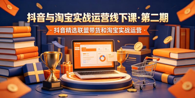 抖音与淘宝实战运营线下课·第二期，抖音精选联盟带货和淘宝实战运营-大伟资源网