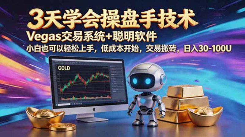 三天学会操盘手技术，vegas技术+聪明软件，小白也可以轻松上手，日入500+-大伟资源网