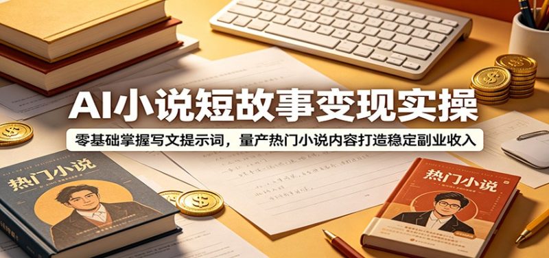AI小说短故事变现实操：零基础掌握写文提示词，量产热门小说内容打造稳定副业收入-大伟资源网
